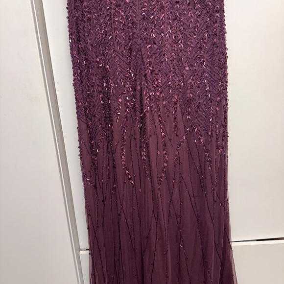 NWT | Mac Duggal 35109 Aubergine Purple Embellished Flutter Sleeve Gown Size12 - Picture 13 of 15